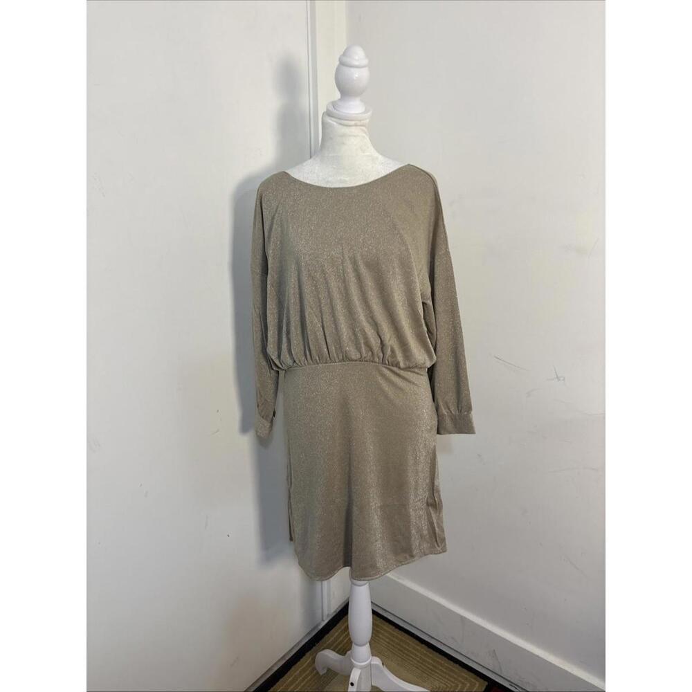 Knot Sisters Plunging V-neck Back Drop Waist Sparkling Dress‎  Medium New NWT
